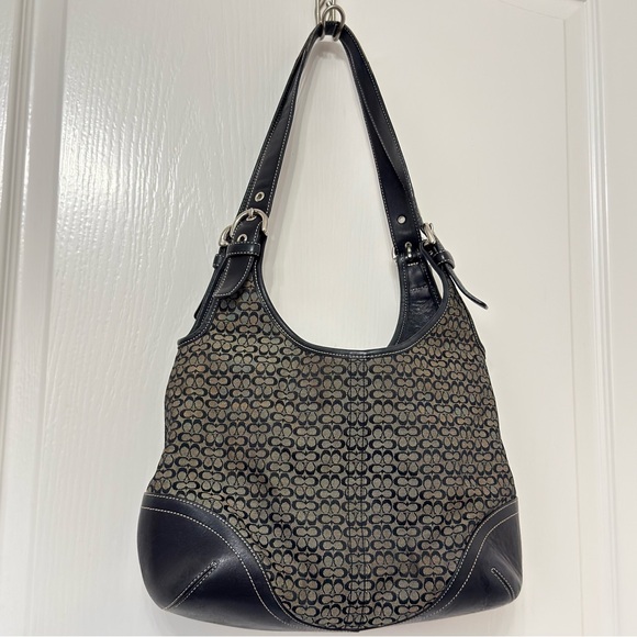 Vintage Coach Soho signature hobo shoulder bag signature canvas wleather trim